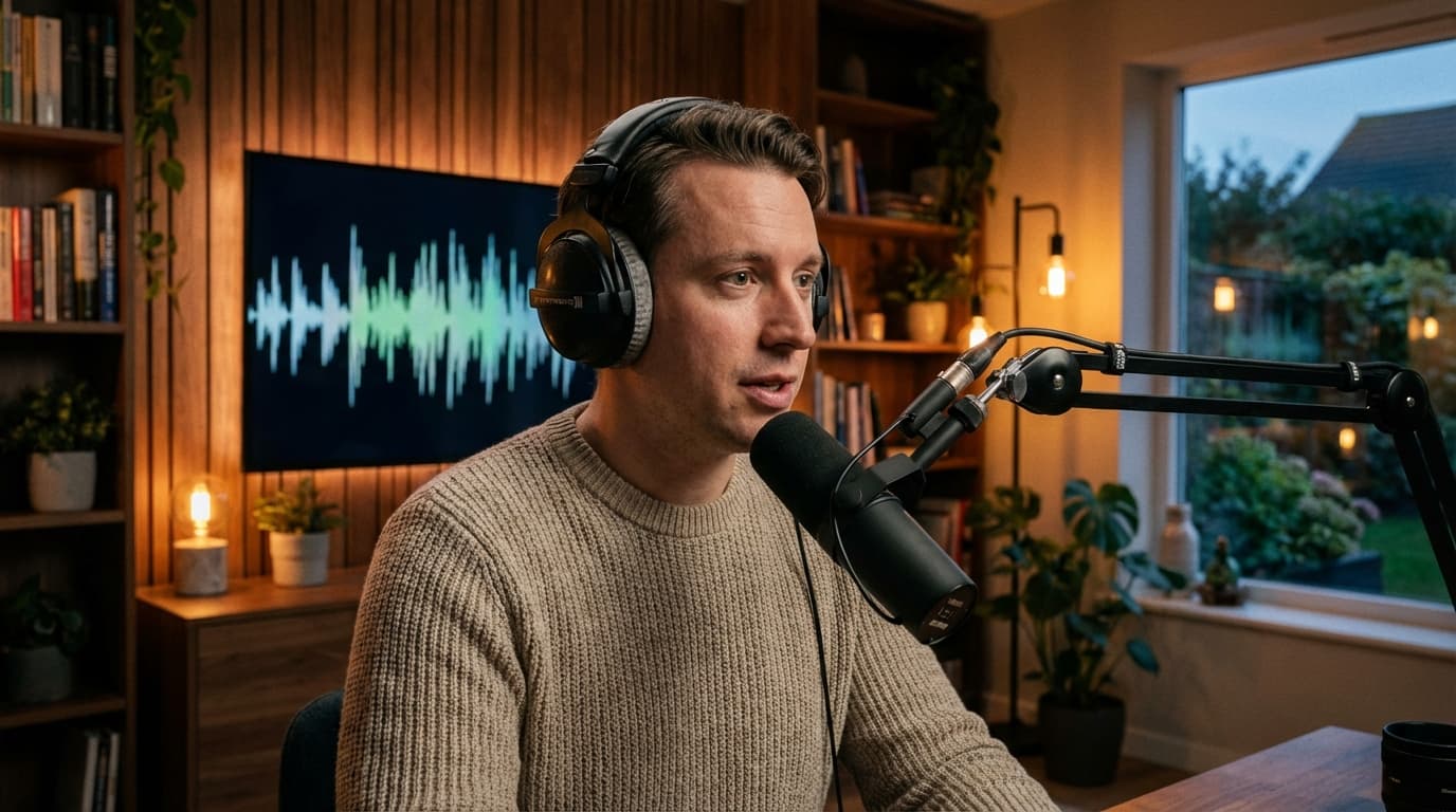 Podkast-opptaksutstyr med AI-redigering