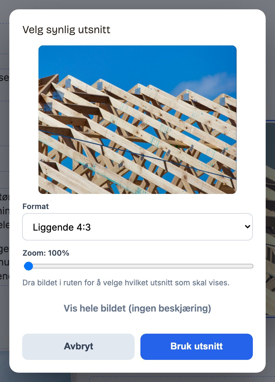 Utsnitt-dialogen der bildet er dratt til siden for å endre synlig del