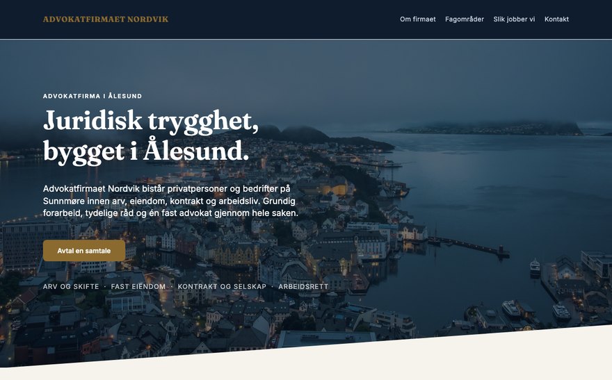 Eksempel: nettside for advokatfirma