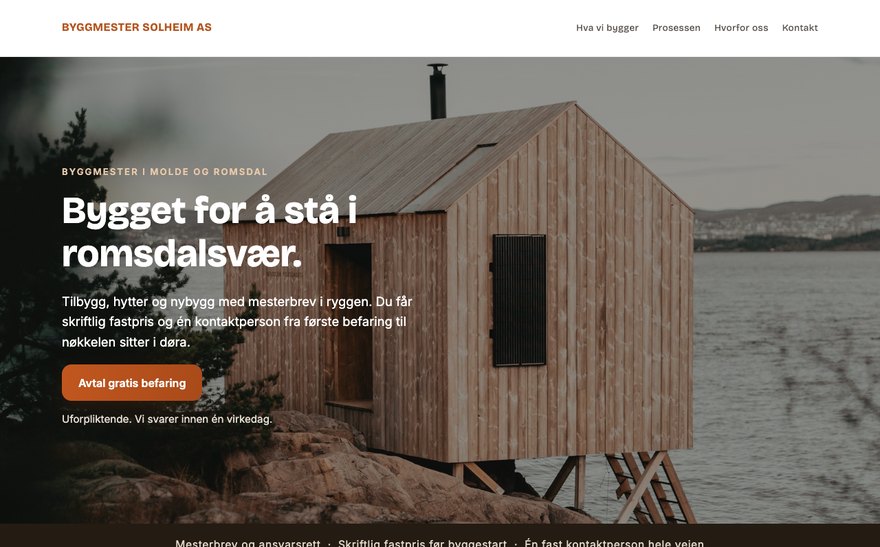 Eksempel: nettside for byggmester