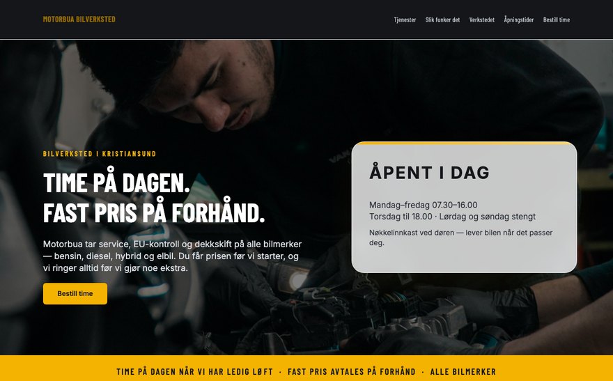 Eksempel: nettside for bilverksted